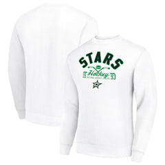 Dallas Stars Starter Stick And Puck Logo Fleece Pullover Sweatshirt - White Sweatshirts