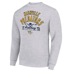 Nashville Predators Starter Stick And Puck Logo Fleece Pullover Sweatshirt - Heather Gray Sweatshirts