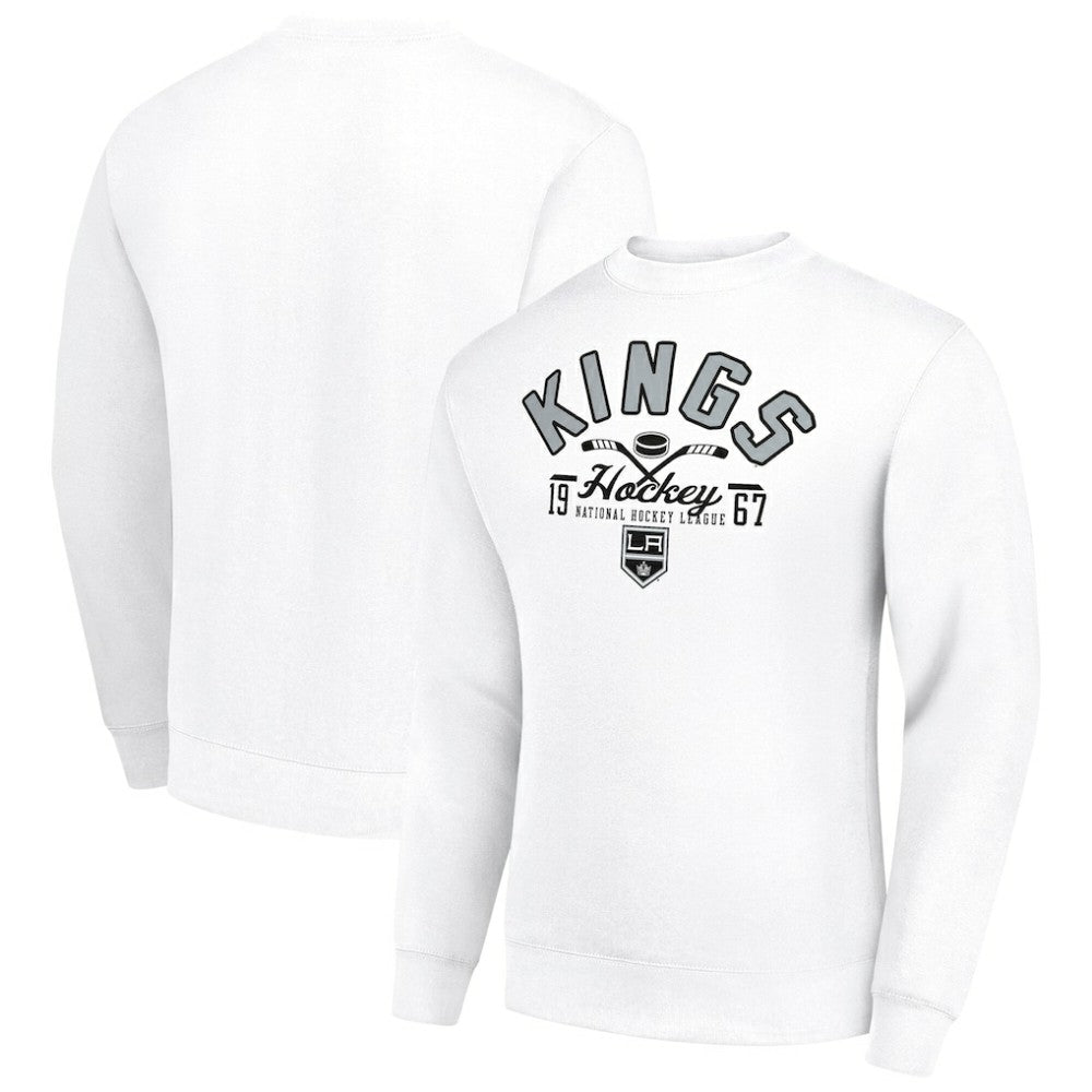 Los Angeles Kings Starter Stick And Puck Logo Fleece Pullover Sweatshirt - White Sweatshirts