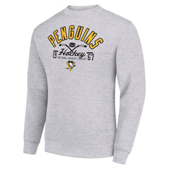 Pittsburgh Penguins Starter Stick And Puck Logo Fleece Pullover Sweatshirt - Heather Gray Sweatshirts