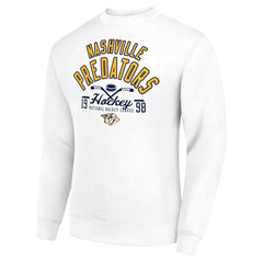 Nashville Predators Starter Stick And Puck Logo Fleece Pullover Sweatshirt - White Sweatshirts