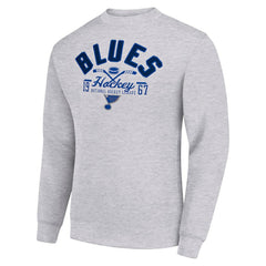 St. Louis Blues Starter Stick And Puck Logo Fleece Pullover Sweatshirt - Heather Gray Sweatshirts