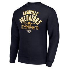 Nashville Predators Starter Stick And Puck Logo Fleece Pullover Sweatshirt - Navy Sweatshirts