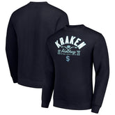 Seattle Kraken Starter Stick And Puck Logo Fleece Pullover Sweatshirt - Navy Sweatshirts