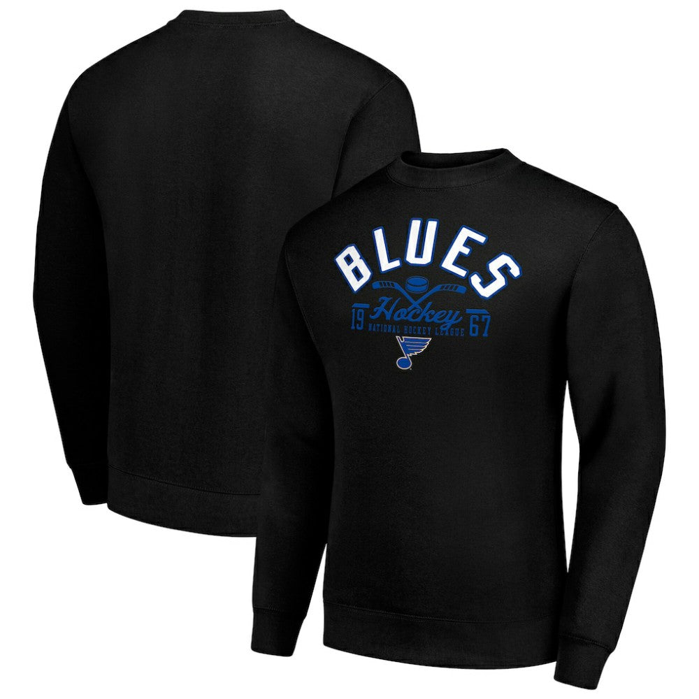 St. Louis Blues Starter Stick And Puck Logo Fleece Pullover Sweatshirt - Black Sweatshirts