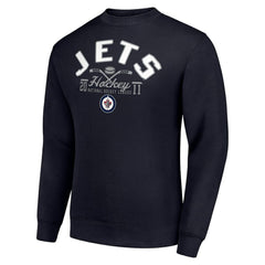 Winnipeg Jets Starter Stick And Puck Logo Fleece Pullover Sweatshirt - Navy Sweatshirts