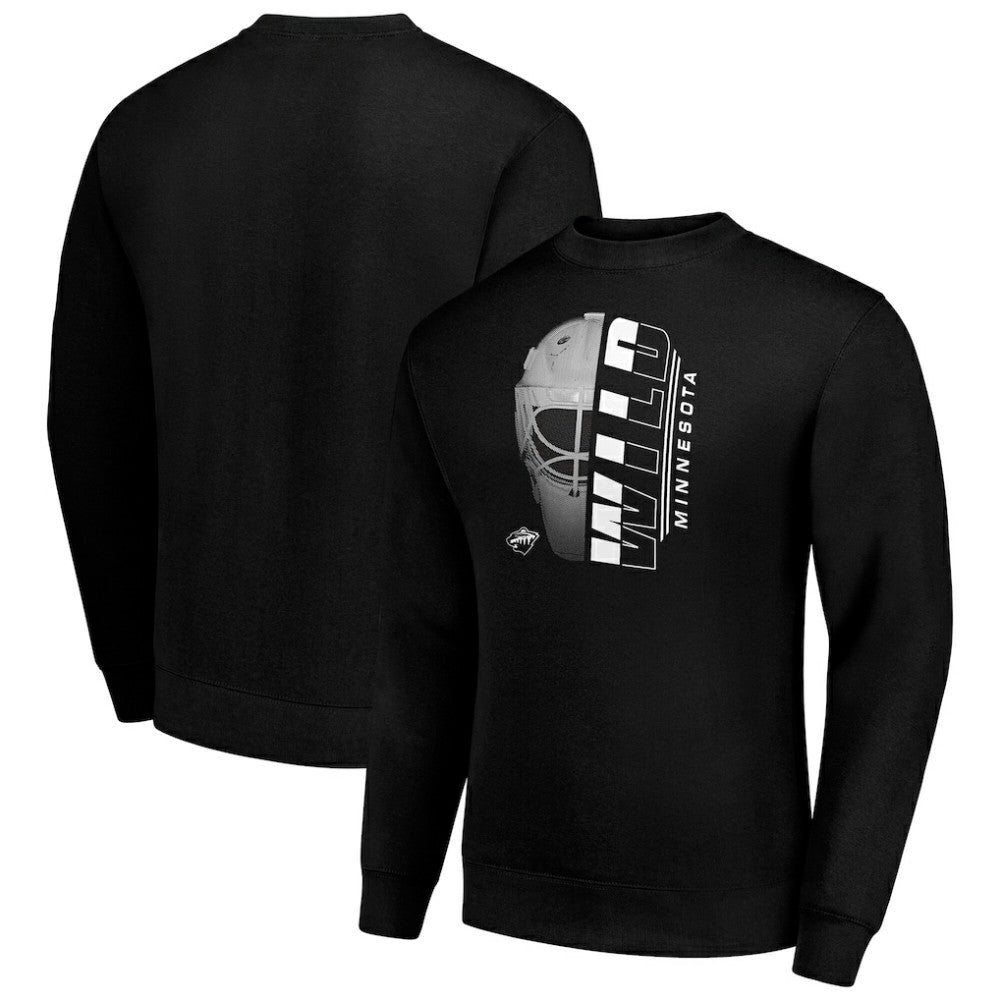 Minnesota Wild Starter Half Helmet Team Logo Pullover Sweatshirt - Black Sweatshirts