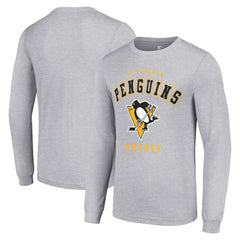 Pittsburgh Penguins Starter Logo Long Sleeve T-Shirt - Heather Gray T-shirts