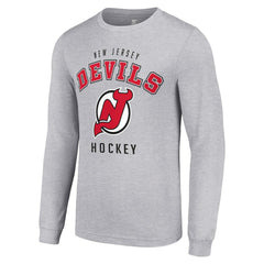 New Jersey Devils Starter Logo Long Sleeve T-Shirt - Heather Gray T-shirts