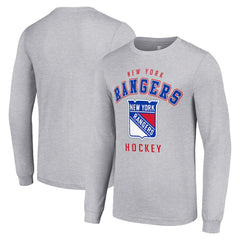 New York Rangers Starter Logo Long Sleeve T-Shirt - Heather Gray T-shirts