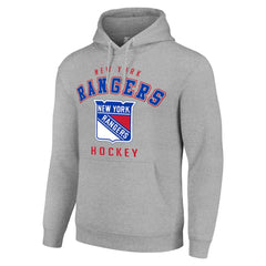 New York Rangers Starter Logo Pullover Hoodie - Heather Gray Hoodies