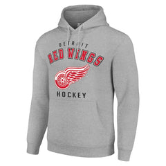 Detroit Red Wings Starter Logo Pullover Hoodie - Heather Gray Hoodies