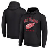 Detroit Red Wings Starter Logo Pullover Hoodie - Black Hoodies