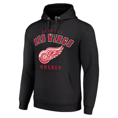 Detroit Red Wings Starter Logo Pullover Hoodie - Black Hoodies