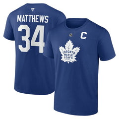 Auston Matthews Toronto Maple Leafs Fanatics Authentic Stack Name & Number T-Shirt - Blue T-shirts