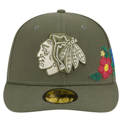 Chicago Blackhawks New Era Tonal Florals 59FIFTY Fitted Hat - Olive Hats