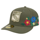 New York Rangers New Era Tonal Florals 59FIFTY Fitted Hat - Olive Hats