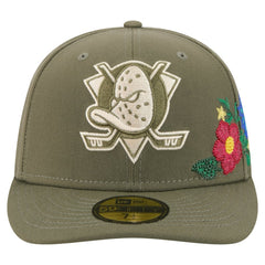 Anaheim Ducks New Era Tonal Florals 59FIFTY Fitted Hat - Olive Hats