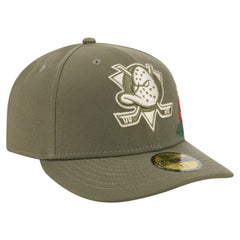 Anaheim Ducks New Era Tonal Florals 59FIFTY Fitted Hat - Olive Hats