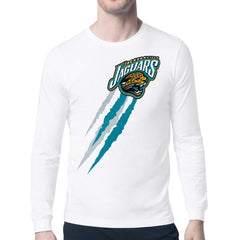 Jacksonville Jaguars Starter Retro Team Logo Color Scratch Long Sleeve T-Shirt - White for sale