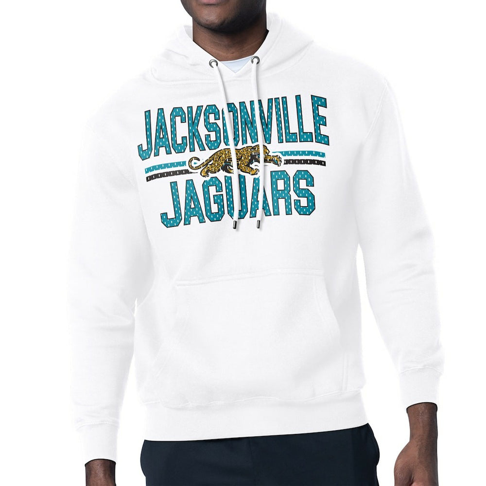 Jacksonville Jaguars Starter Mesh Look Retro Team Logo Pullover Hoodie - White for sale