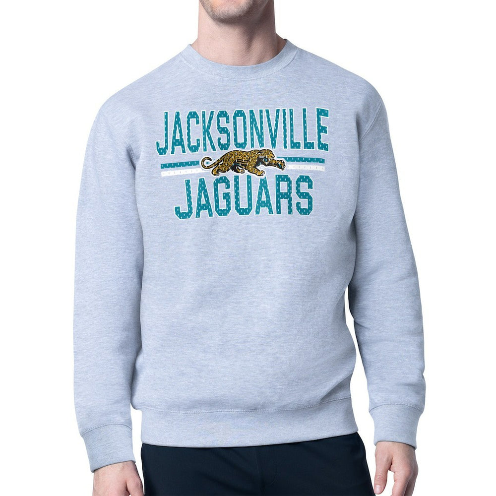 Jacksonville Jaguars Starter Mesh Look Retro Team Logo Pullover Sweatshirt - Heather Gray outlet