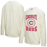 Cincinnati Reds Arched Logo Slub Long Sleeve T-Shirt Cream