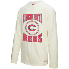 Cincinnati Reds Arched Logo Slub Long Sleeve T-Shirt Cream
