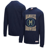 Milwaukee Brewers Arched Logo Slub Long Sleeve T-Shirt Navy