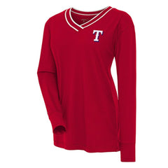 Texas Rangers Antigua Women's Symbolic Long Sleeve V-Neck Top Red