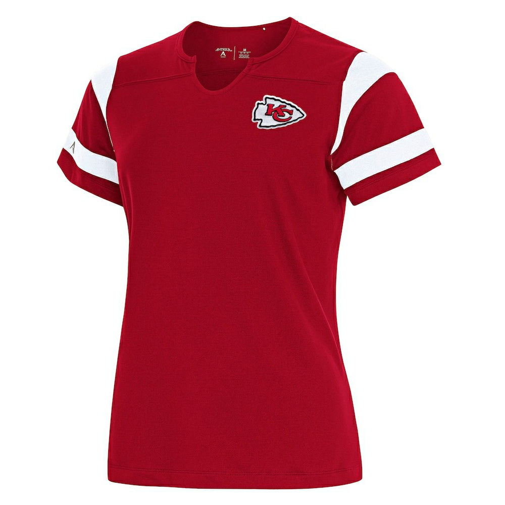 Kansas City Chiefs Antigua Women's Encounter Short Sleeve Notch Neck Top - Red for sale