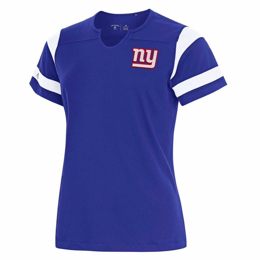 New York Giants Antigua Women's Encounter Short Sleeve Notch Neck Top - Royal outlet