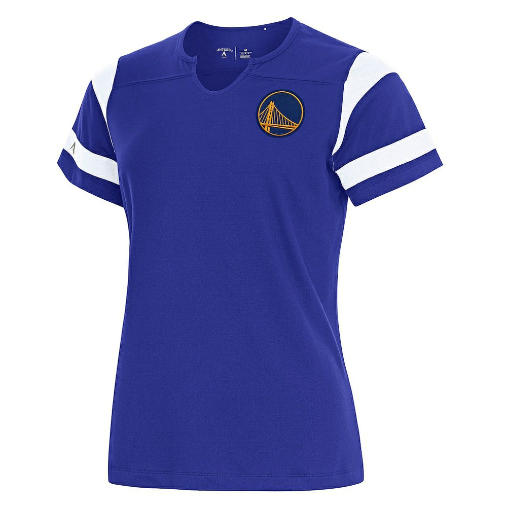 Golden State Warriors Antigua Women's Encounter Short Sleeve Notch Neck Top sale - Royal shop
