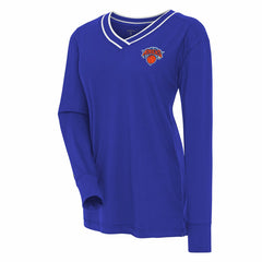New York Knicks Antigua Women's Symbolic Long Sleeve V-Neck Top - Blue online