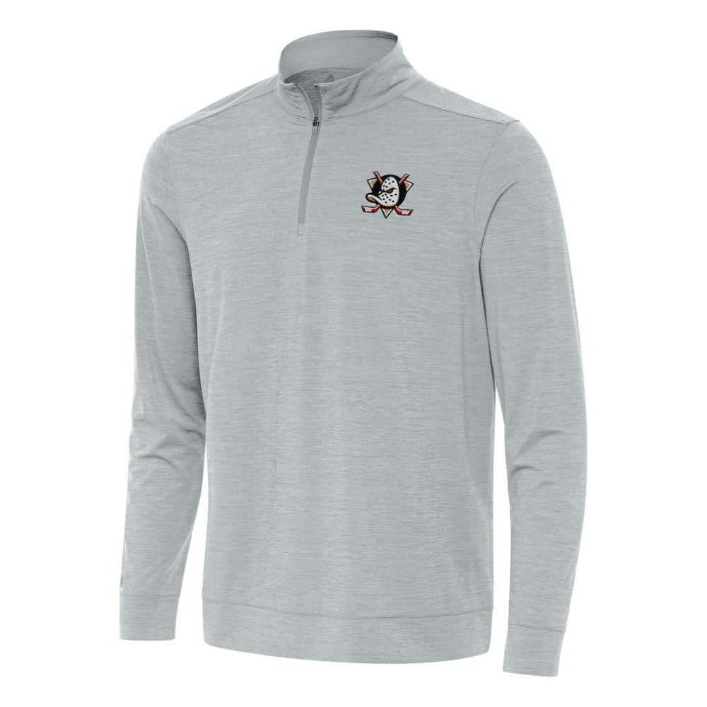 Anaheim Ducks Antigua Bright Quarter-Zip Top - Heather Gray Tops