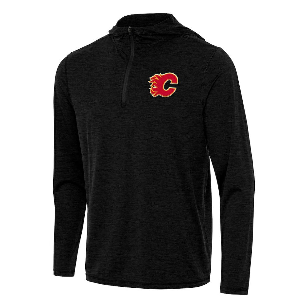 Calgary Flames Antigua Tidy Quarter-Zip Hoodie - Heather Black Hoodies