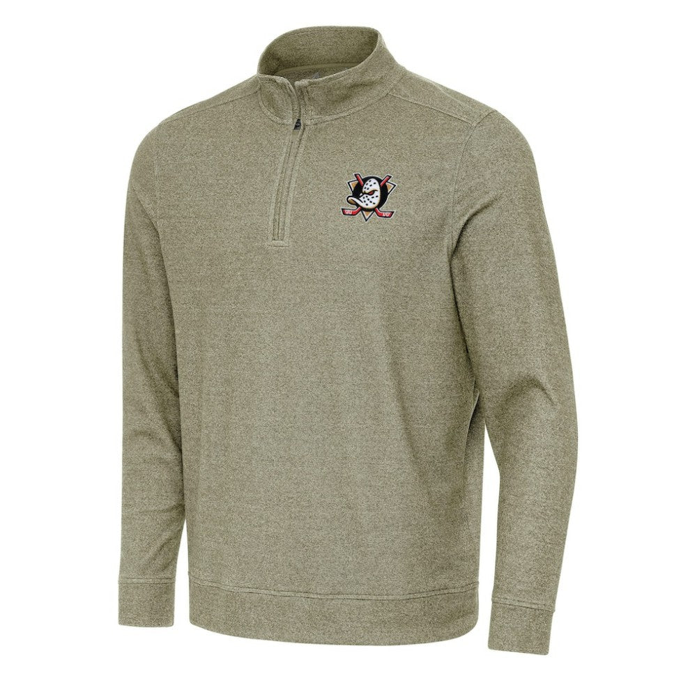 Anaheim Ducks Antigua Subtle Quarter-Zip Sweatshirt - Olive Sweatshirts