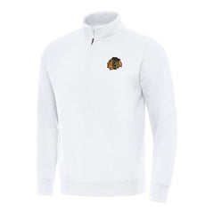 Chicago Blackhawks Antigua Victory Quarter-Zip Mock Sweatshirt - White Sweatshirts