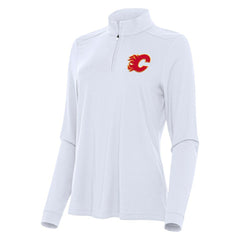 Calgary Flames Antigua Women's Intent Quarter-Zip Top - White Tops