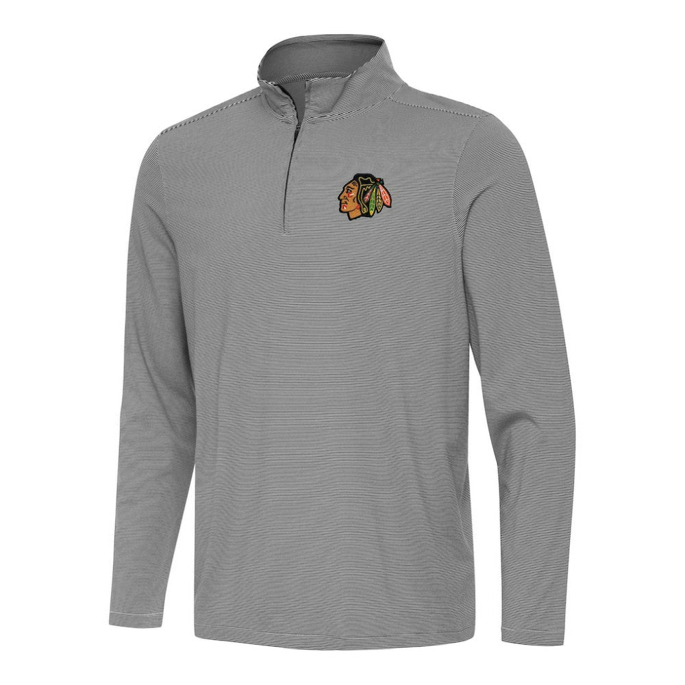 Chicago Blackhawks Antigua Twine Quarter-Zip Top - Black Tops