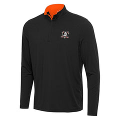 Anaheim Ducks Antigua Content Quarter-Zip Pullover Top - Black/Orange Pullover