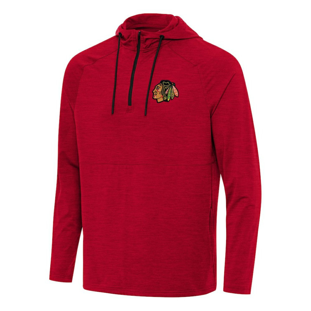 Chicago Blackhawks Antigua Spikes Quarter-Zip Hoodie - Heather Red Hoodies