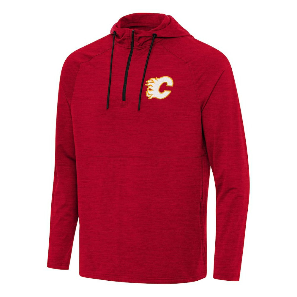 Calgary Flames Antigua Spikes Quarter-Zip Hoodie - Heather Red Hoodies