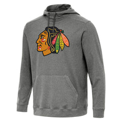 Chicago Blackhawks Antigua Cloud Pullover Hoodie - Heather Black Hoodies