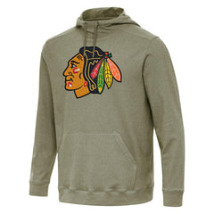 Chicago Blackhawks Antigua Cloud Pullover Hoodie - Olive Hoodies