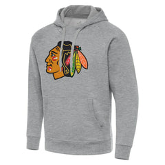 Chicago Blackhawks Antigua Big & Tall Victory Pullover Hoodie - Heather Gray Hoodies