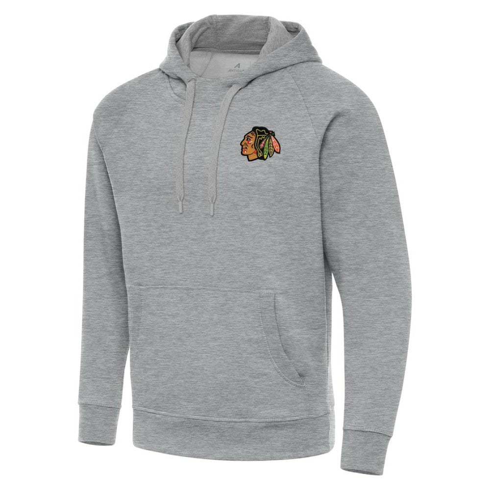 Chicago Blackhawks Antigua Big & Tall Victory Pullover Hoodie - Heather Gray Hoodies