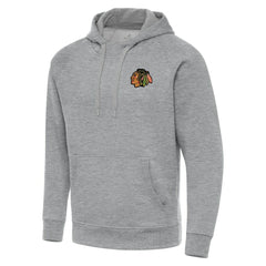 Chicago Blackhawks Antigua Big & Tall Victory Pullover Hoodie - Heather Gray Hoodies
