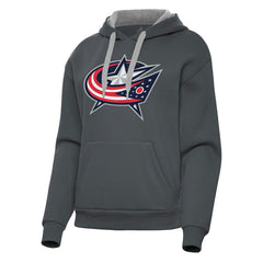 Columbus Blue Jackets Antigua Women's Victory Pullover Hoodie - Charcoal Hoodies