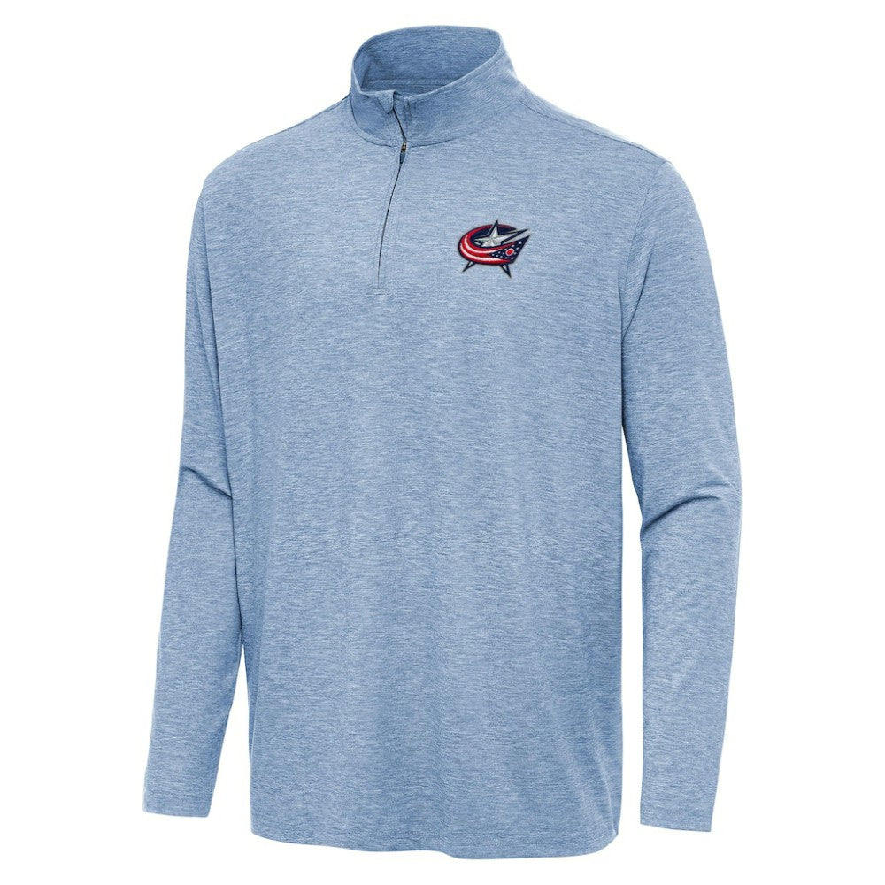 Columbus Blue Jackets Antigua Hunk Quarter-Zip Top - Heather Aqua Jackets